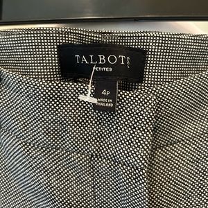 Talbots Petite Black and White Dotted Trousers